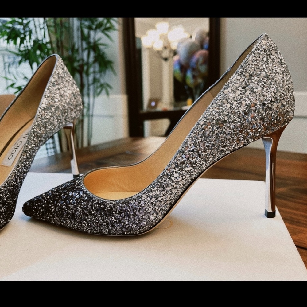 Jimmy Choo Romy 85mm Coarse Glitter Degrade